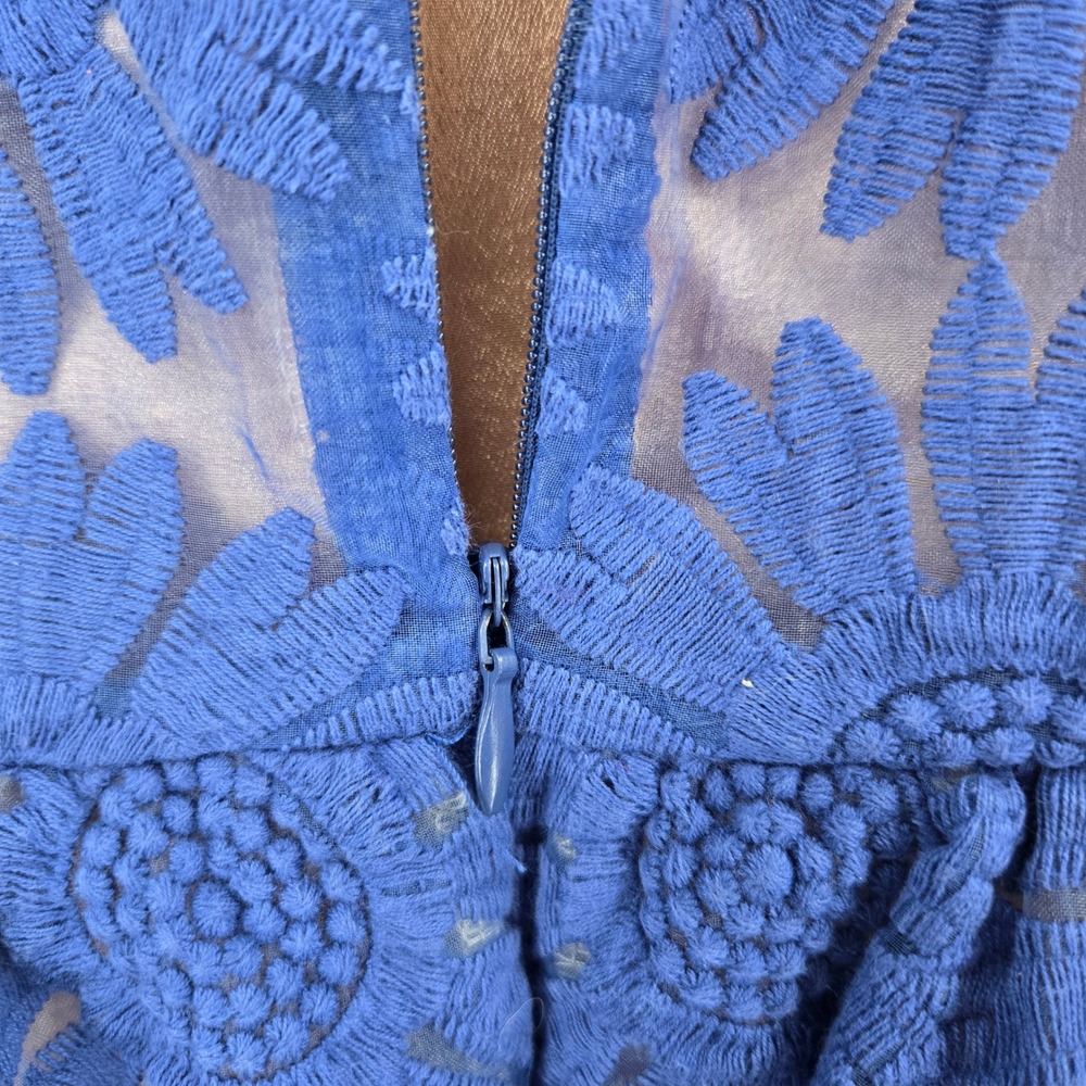 Ellison Dress M Blue Floral Lace Fit & Flare Anthropologie Style Kentucky Durby - Picture 8 of 10
